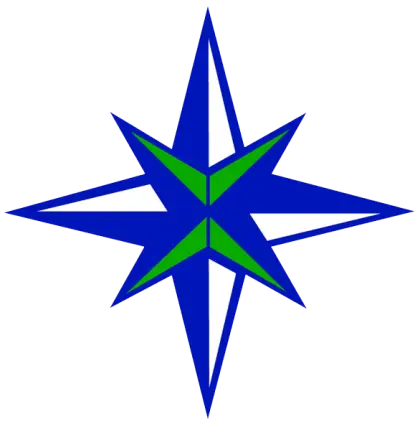 Compass Rose Symbol with Blue and Green Colors