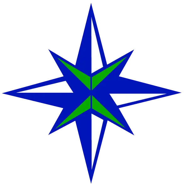 Compass Rose Symbol with Blue and Green Colors