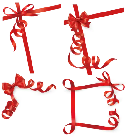 Red decorative bows and ribbons for festive decor