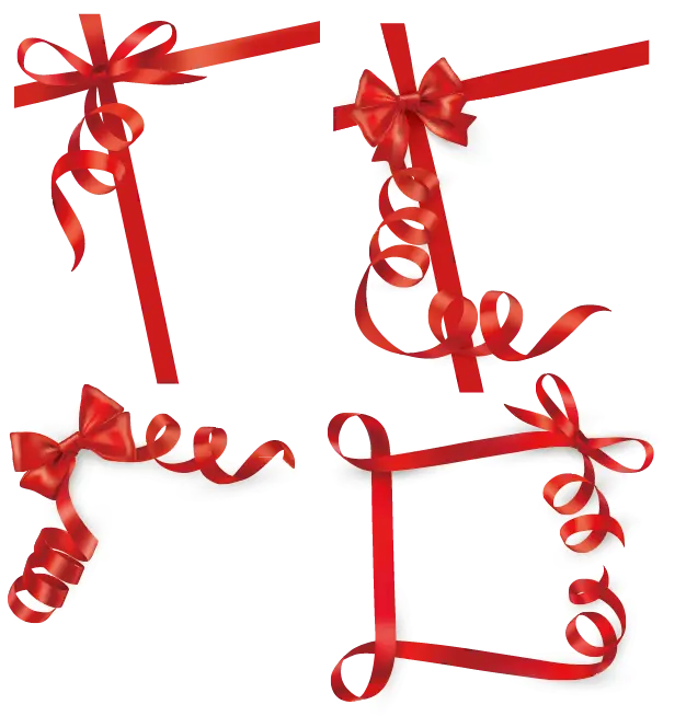 Red decorative bows and ribbons for festive decor