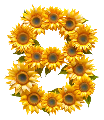 Number 8 Created with Bright Sunflowers