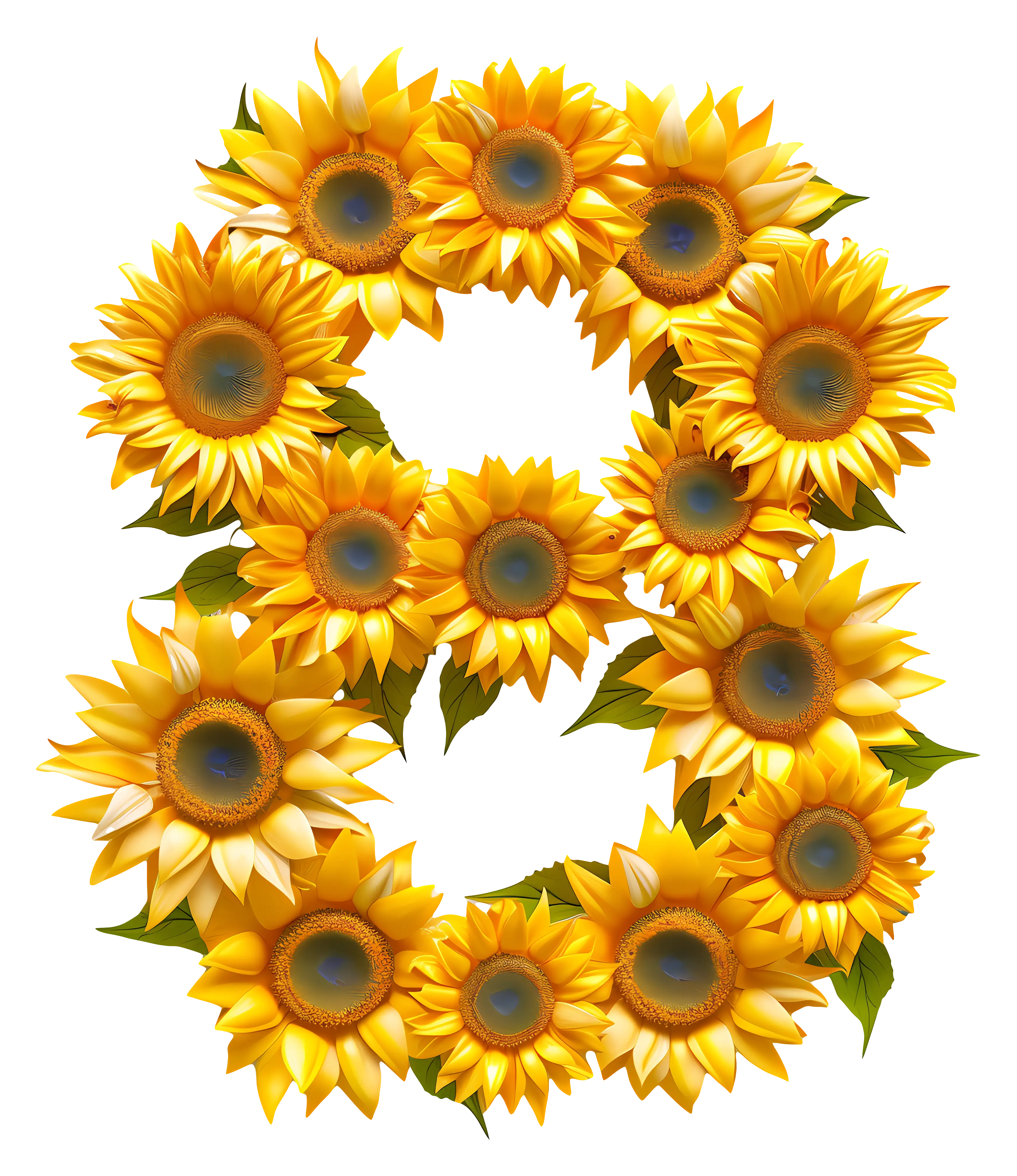 Number 8 Created with Bright Sunflowers