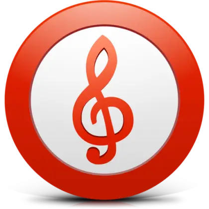 Red Treble Clef in Circle Design