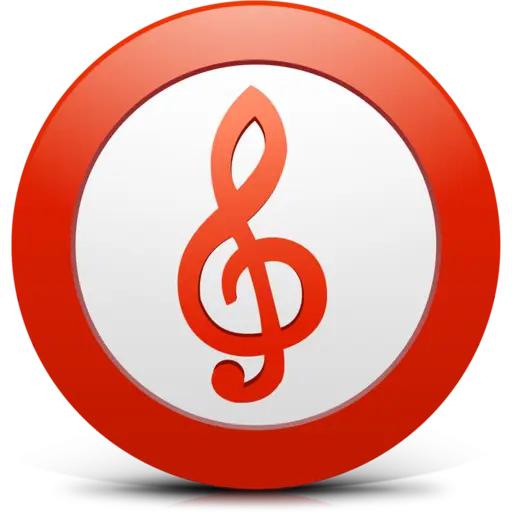 Red Treble Clef in Circle Design