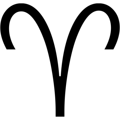 Aries Zodiac Astrology Symbol in Black