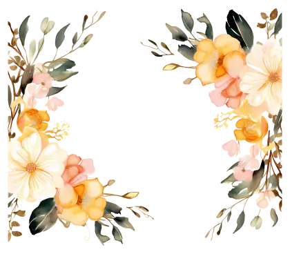 Floral Corner Frame with Yellow and Peach Flowers