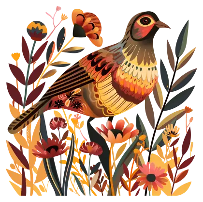 Decorative Bird with Floral Design