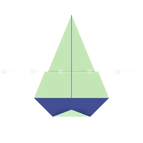 Green and Blue Origami Sailboat