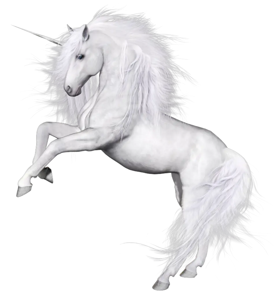 Graceful White Unicorn Standing Illustration