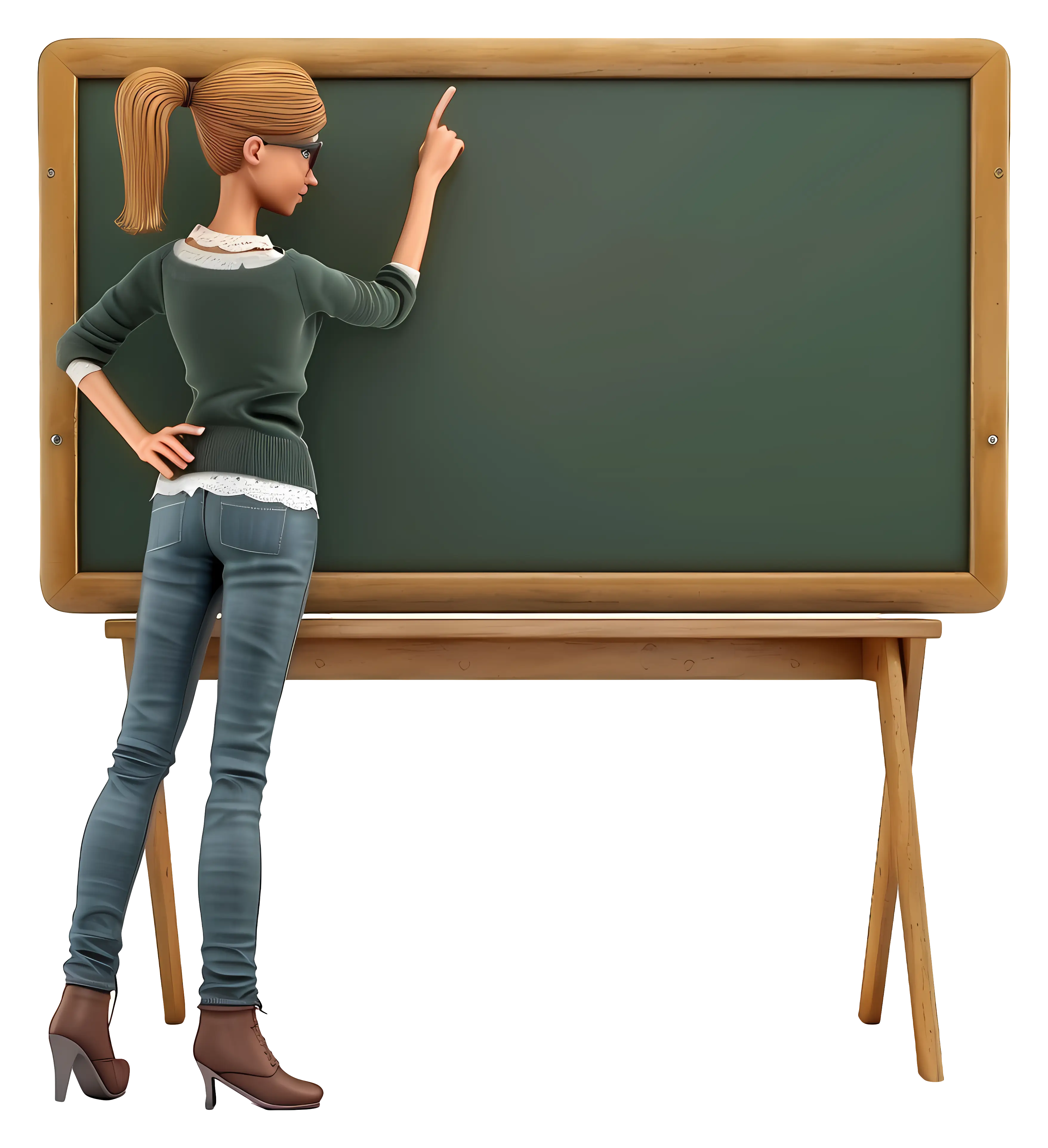 Teacher Pointing at Blackboard