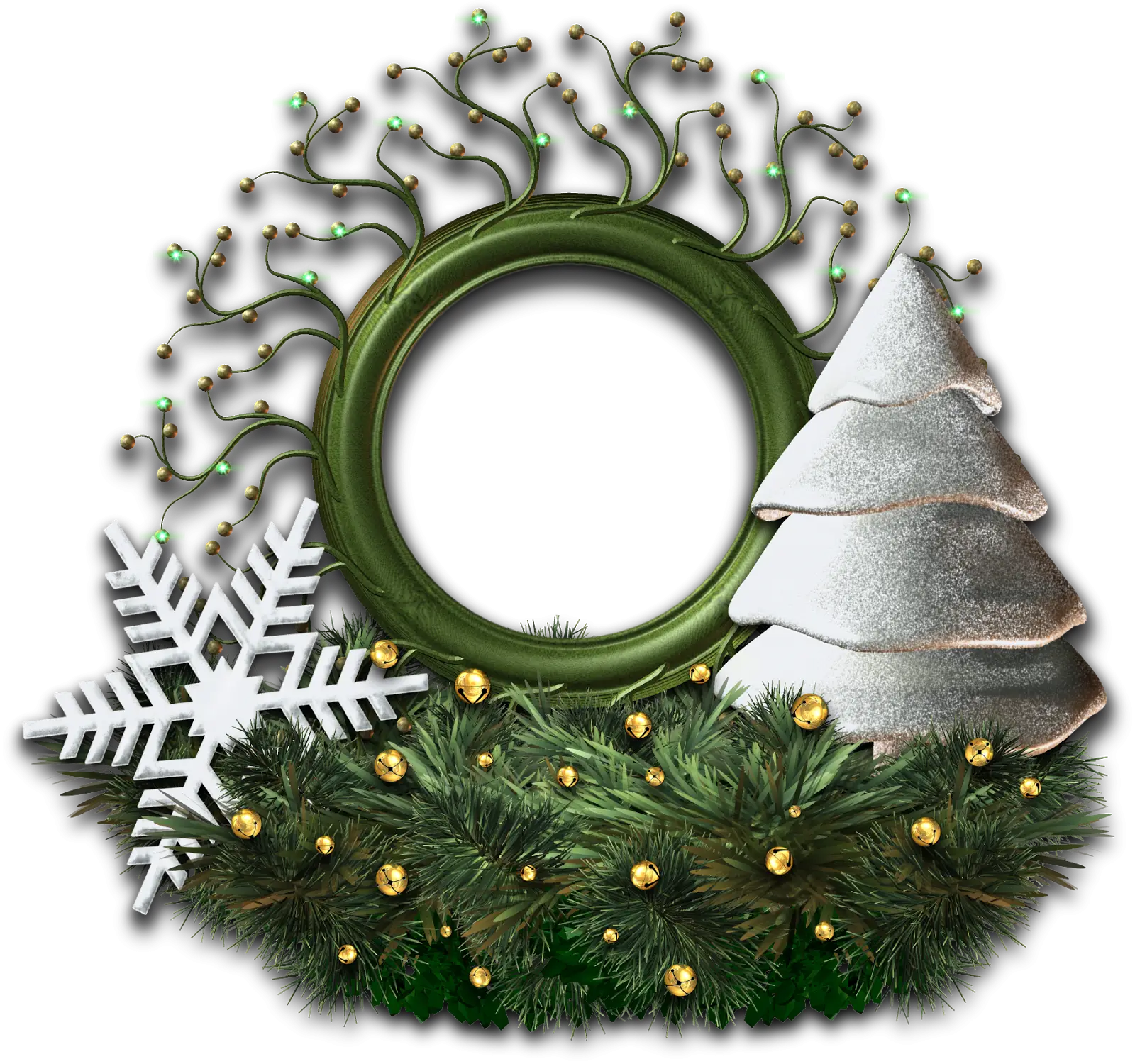 Festive Christmas Wreath with Pine and Ornaments