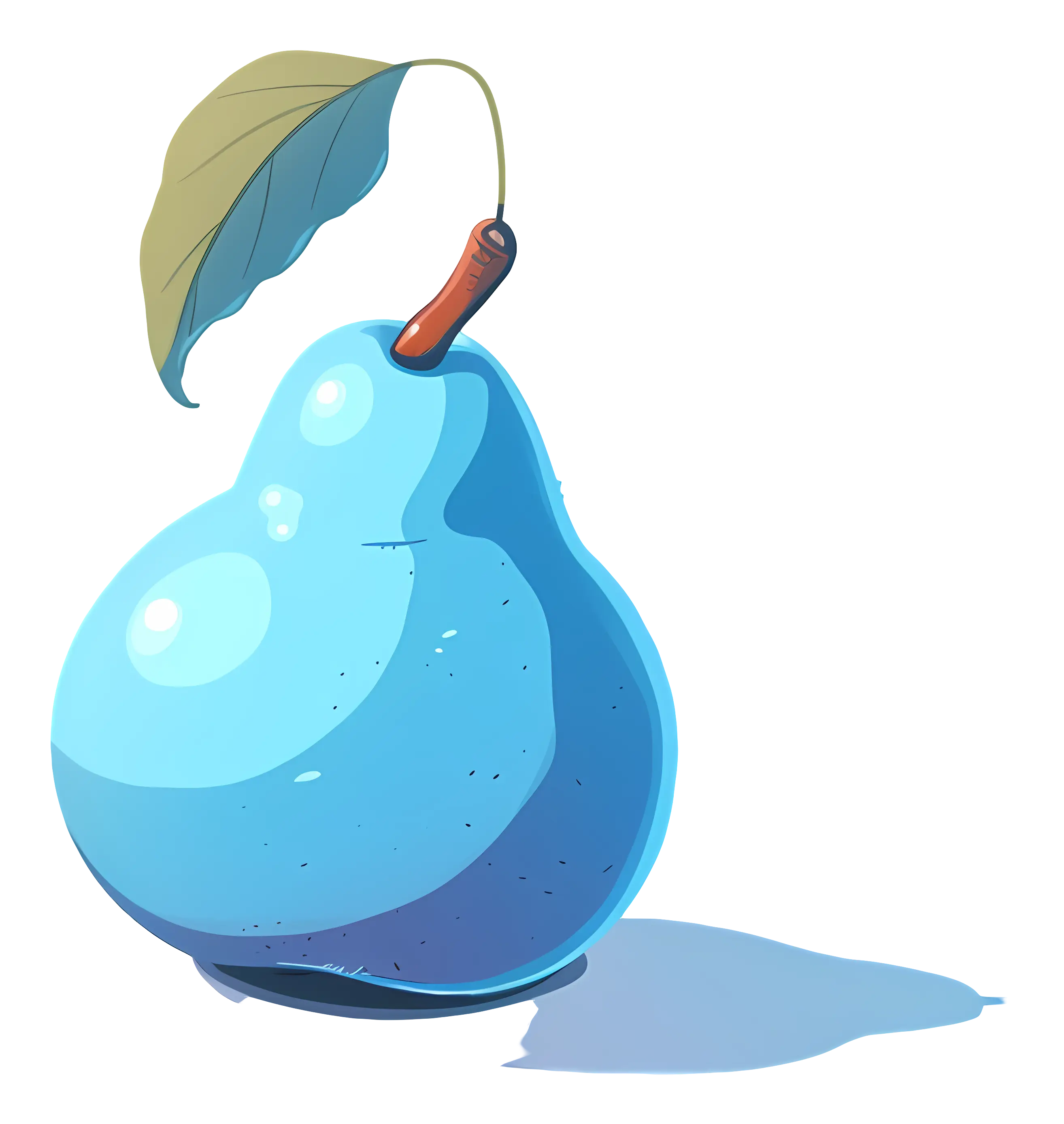 Blue Pear with Leaf