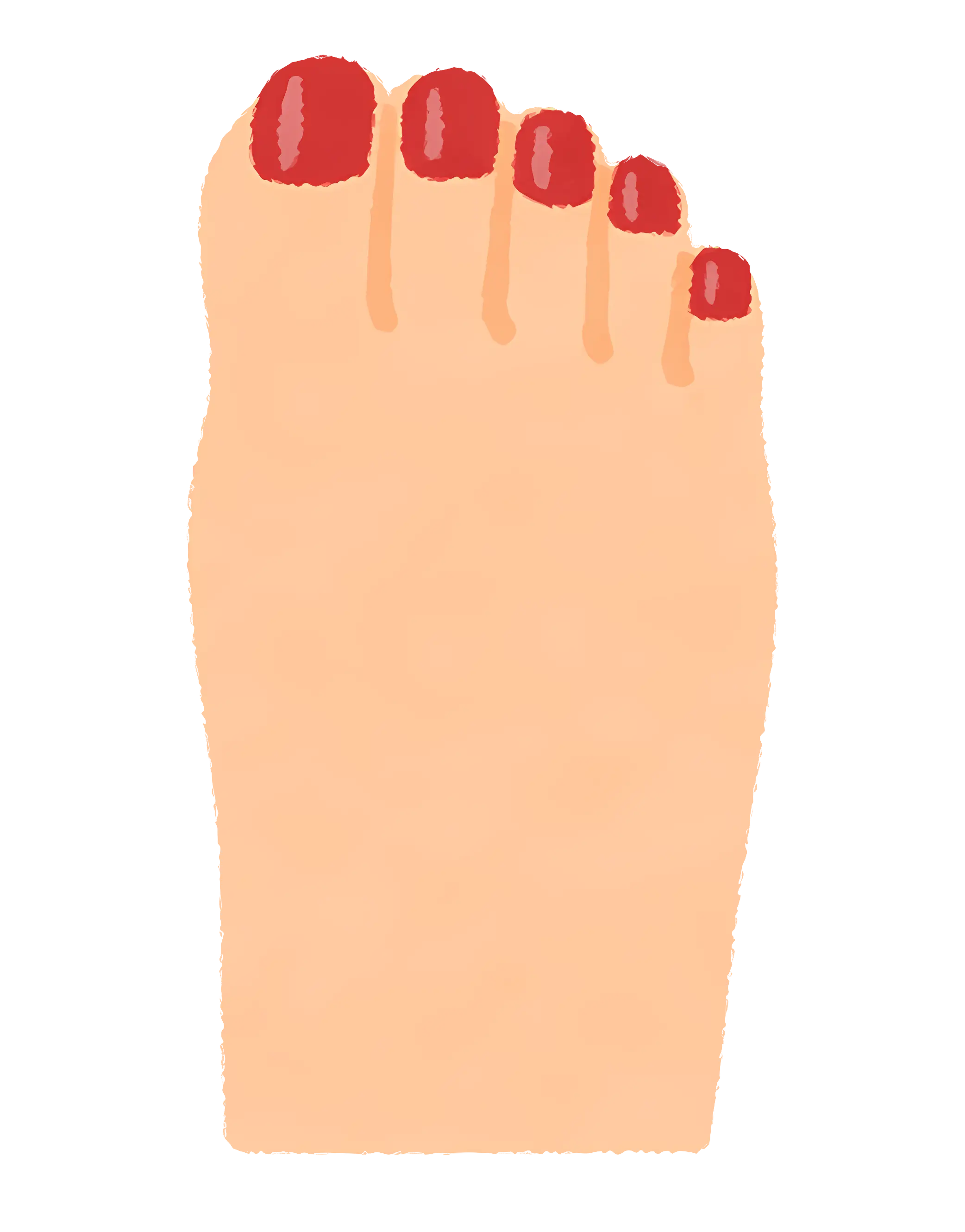 Illustration of Foot with Red Pedicure Toenails