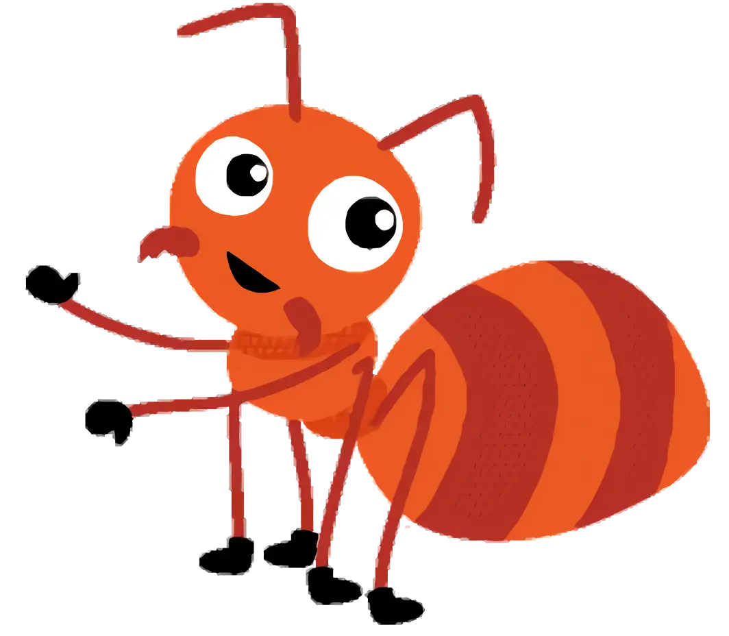 Adorable Red Cartoon Ant Illustration