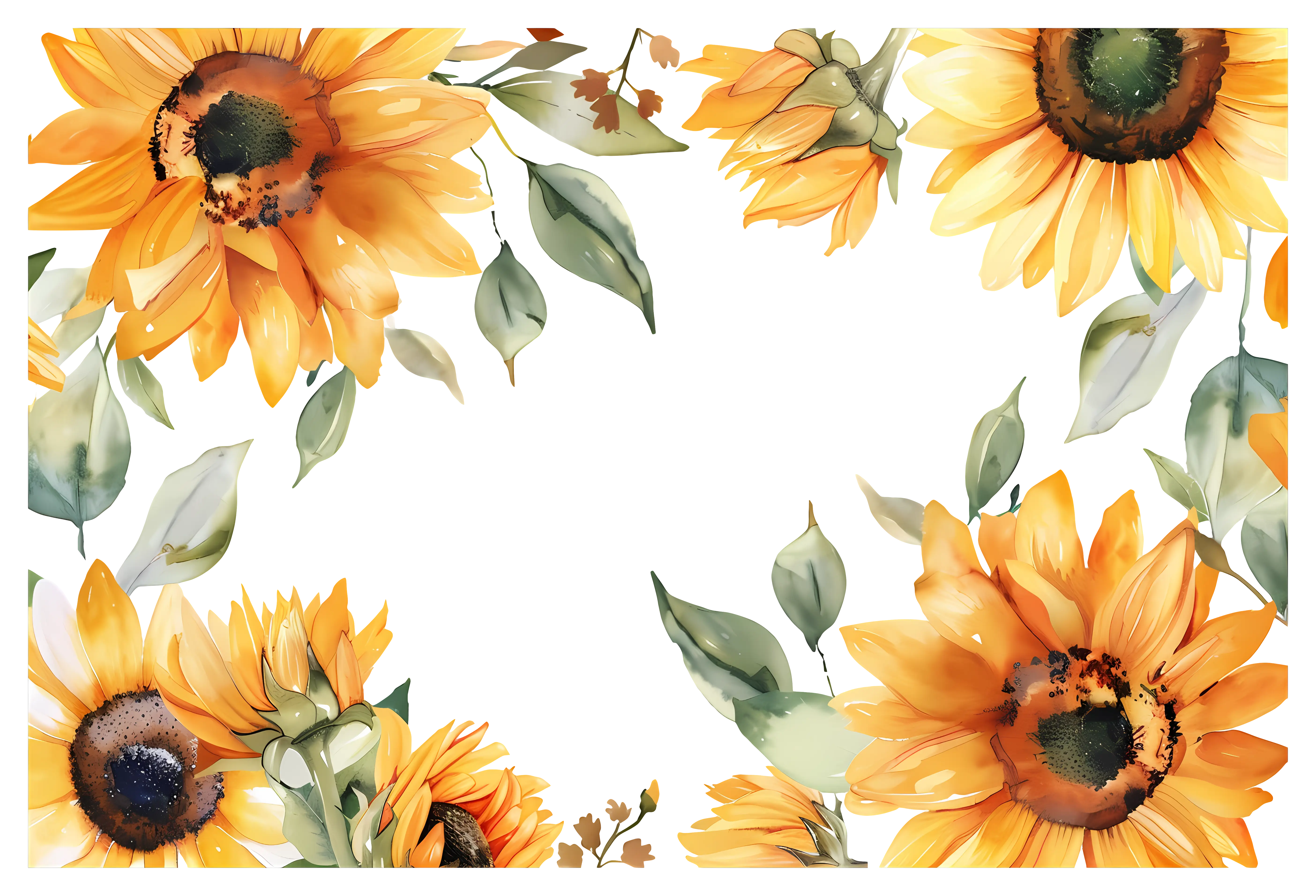 Beautiful Sunflower Floral Frame Illustration