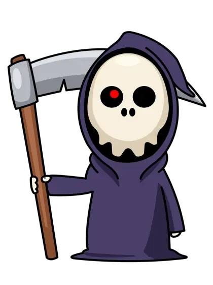 Cartoon Grim Reaper Holding a Scythe