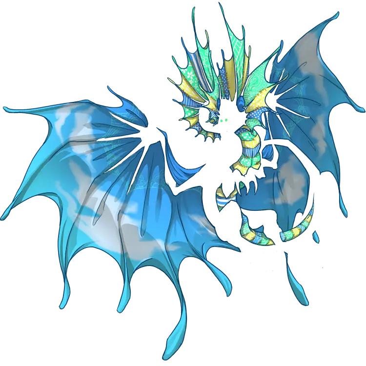 Fantasy Blue Dragon with Vibrant Wings