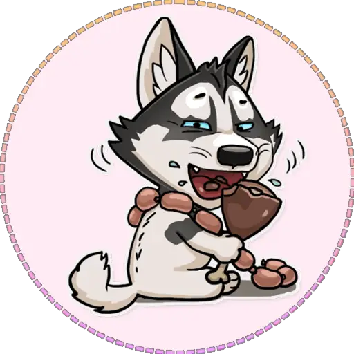 Cartoon Dog Eating Meat