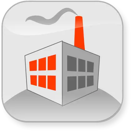 Factory Icon with Red Chimney Design