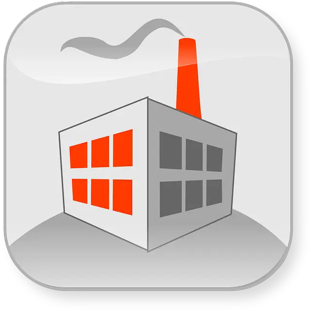 Factory Icon with Red Chimney Design