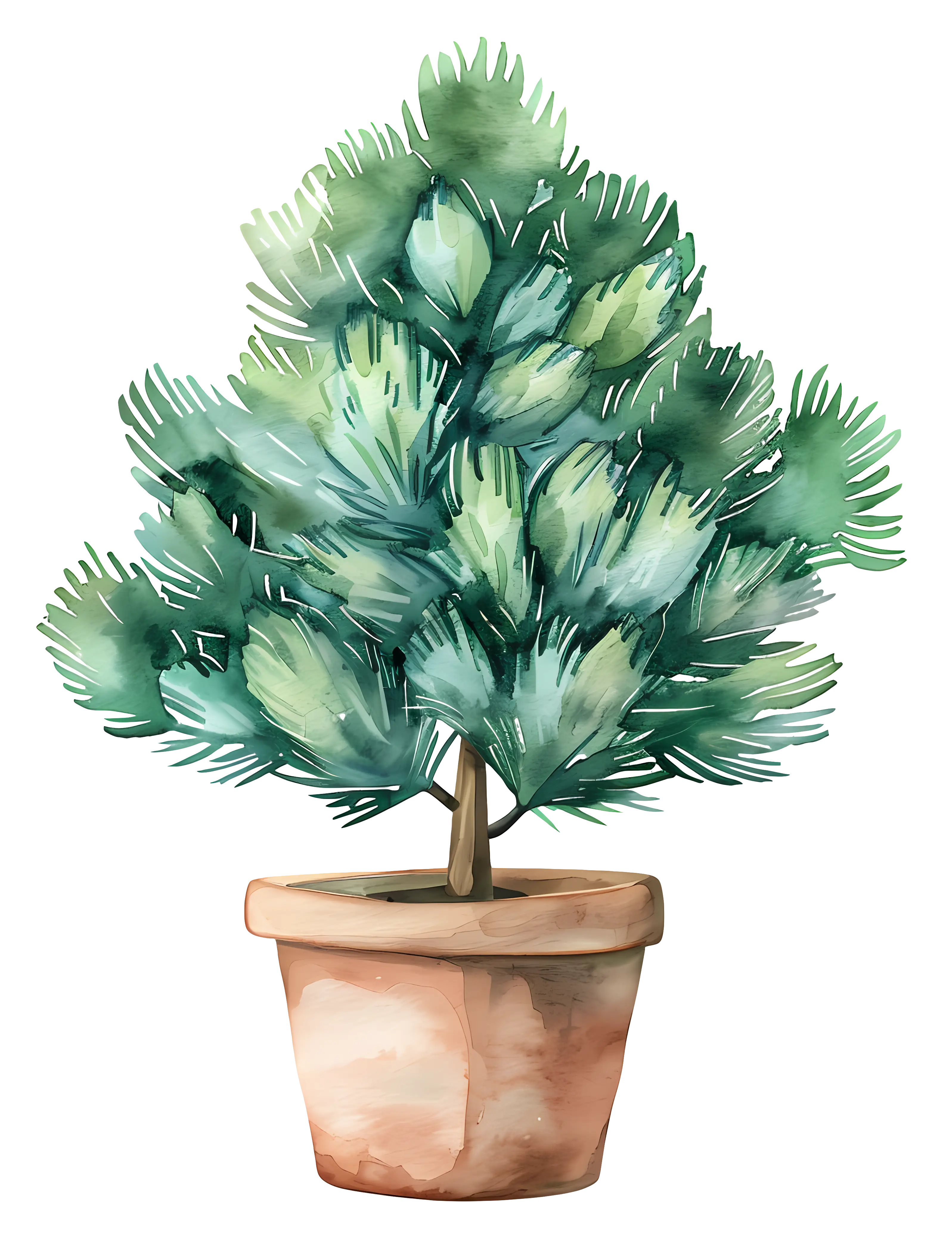 Potted Pine Tree Illustration