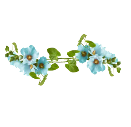 Blue Flowers and Leaves Illustration