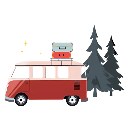 Van with Luggage on Roof