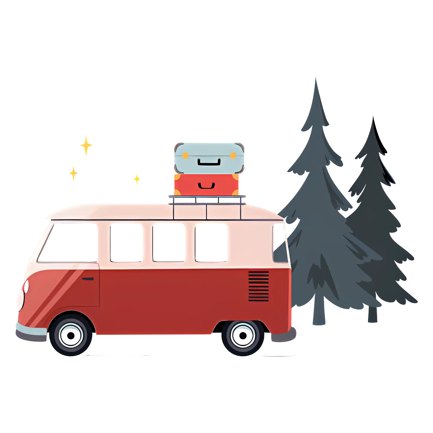 Van with Luggage on Roof