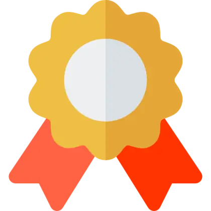 Gold Badge with Red Ribbon