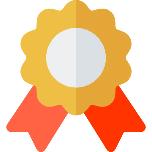 Gold Badge with Red Ribbon