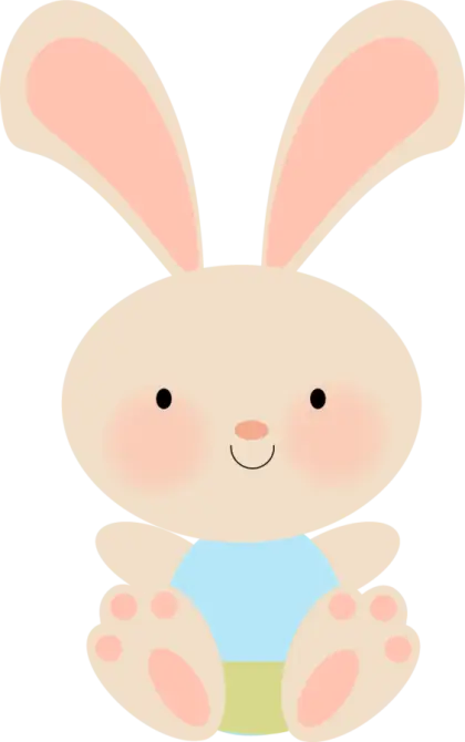 Cute Cartoon Bunny with Blush Cheeks