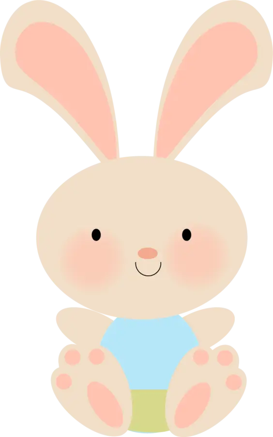 Cute Cartoon Bunny with Blush Cheeks