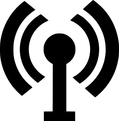 Black Wireless Signal Tower Icon