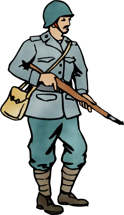 Illustration of a Soldier Carrying a Rifle