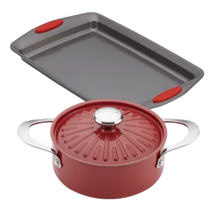 Red Cookware Set with Baking Tray