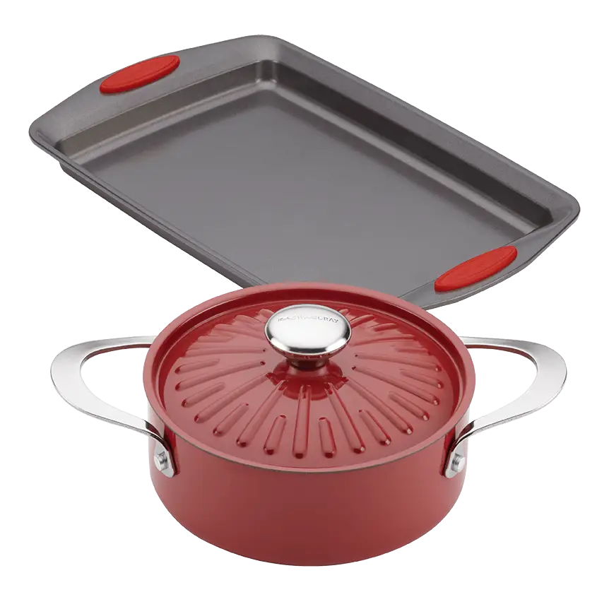Red Cookware Set with Baking Tray