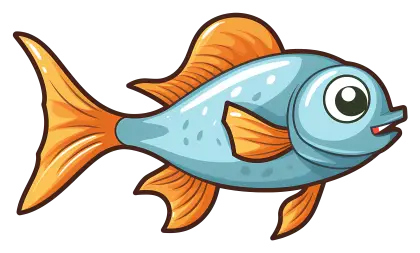 Cheerful Cartoon Fish with Blue and Orange Colors