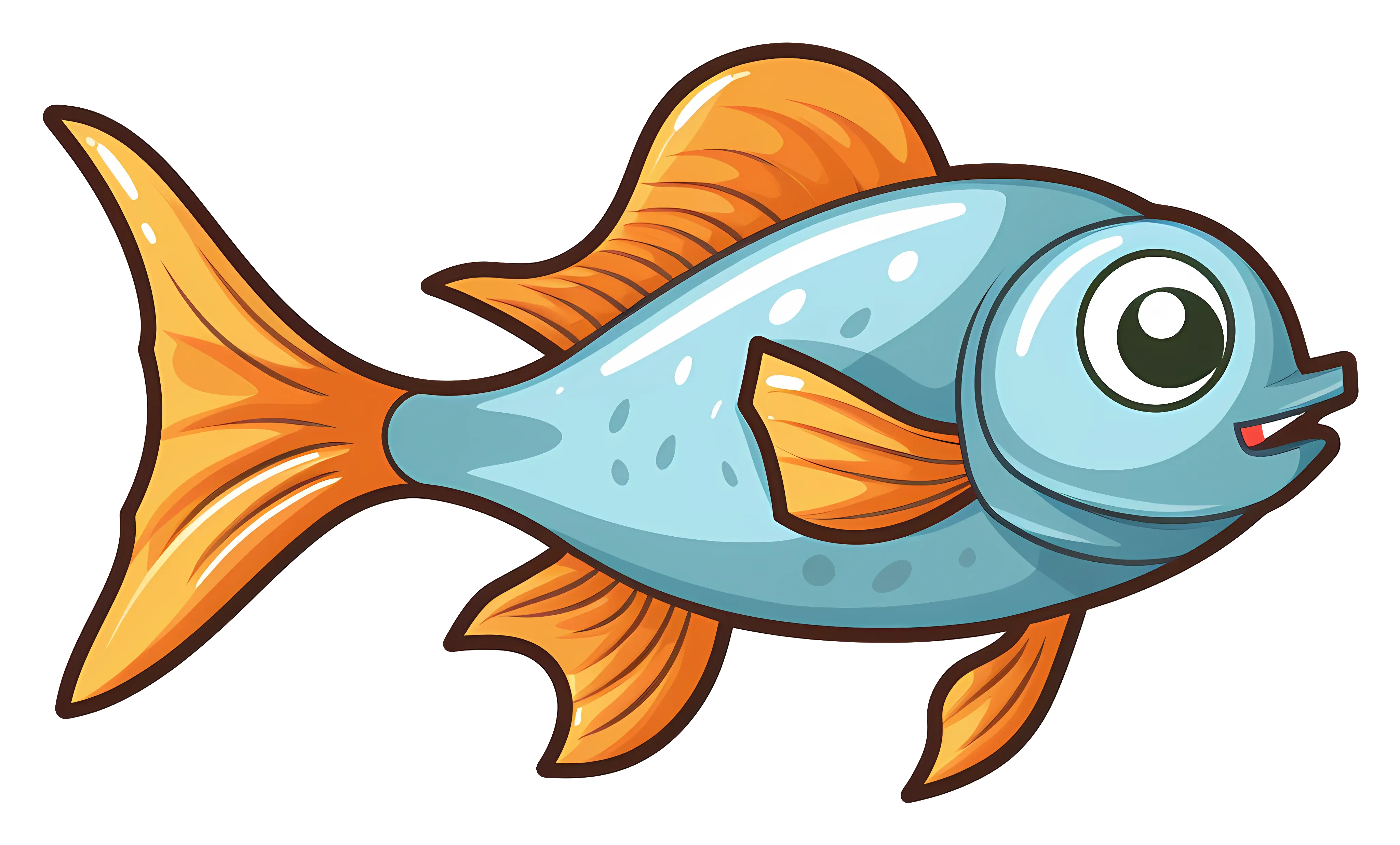 Cheerful Cartoon Fish with Blue and Orange Colors