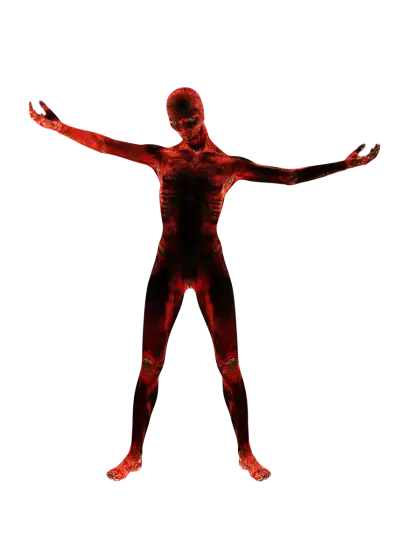 Red Human Figure in Abstract Pose