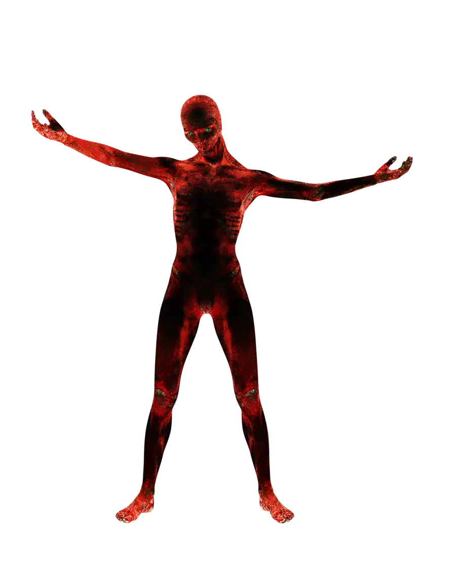 Red Human Figure in Abstract Pose