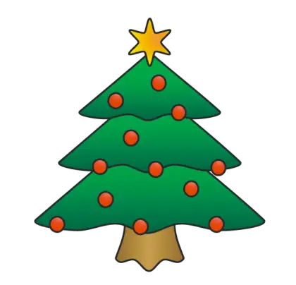 Cartoon Christmas Tree with Ornaments