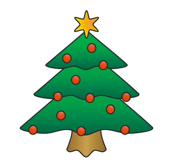 Cartoon Christmas Tree with Ornaments