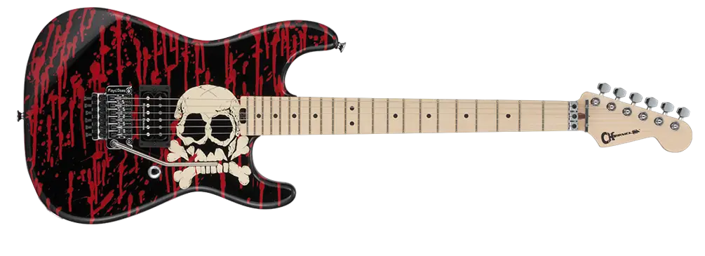 Red Electric Guitar with Skull Design