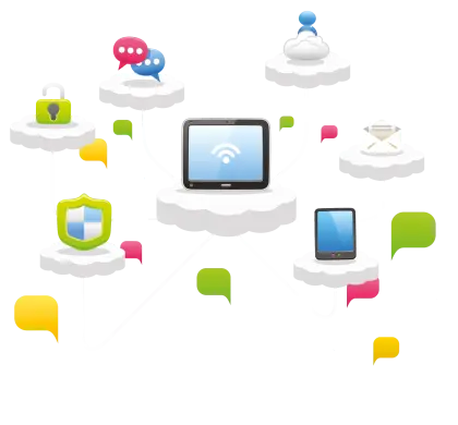 Cloud Computing Illustration with Various Icons