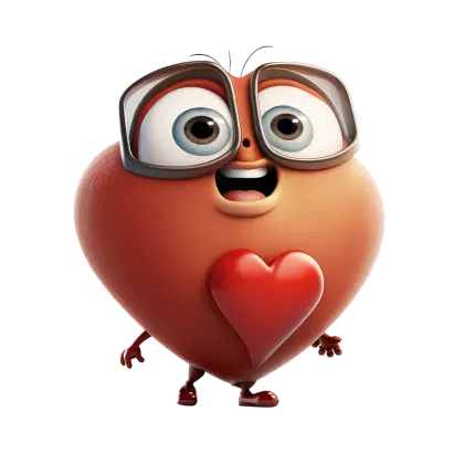 Cute Heart Character with Glasses
