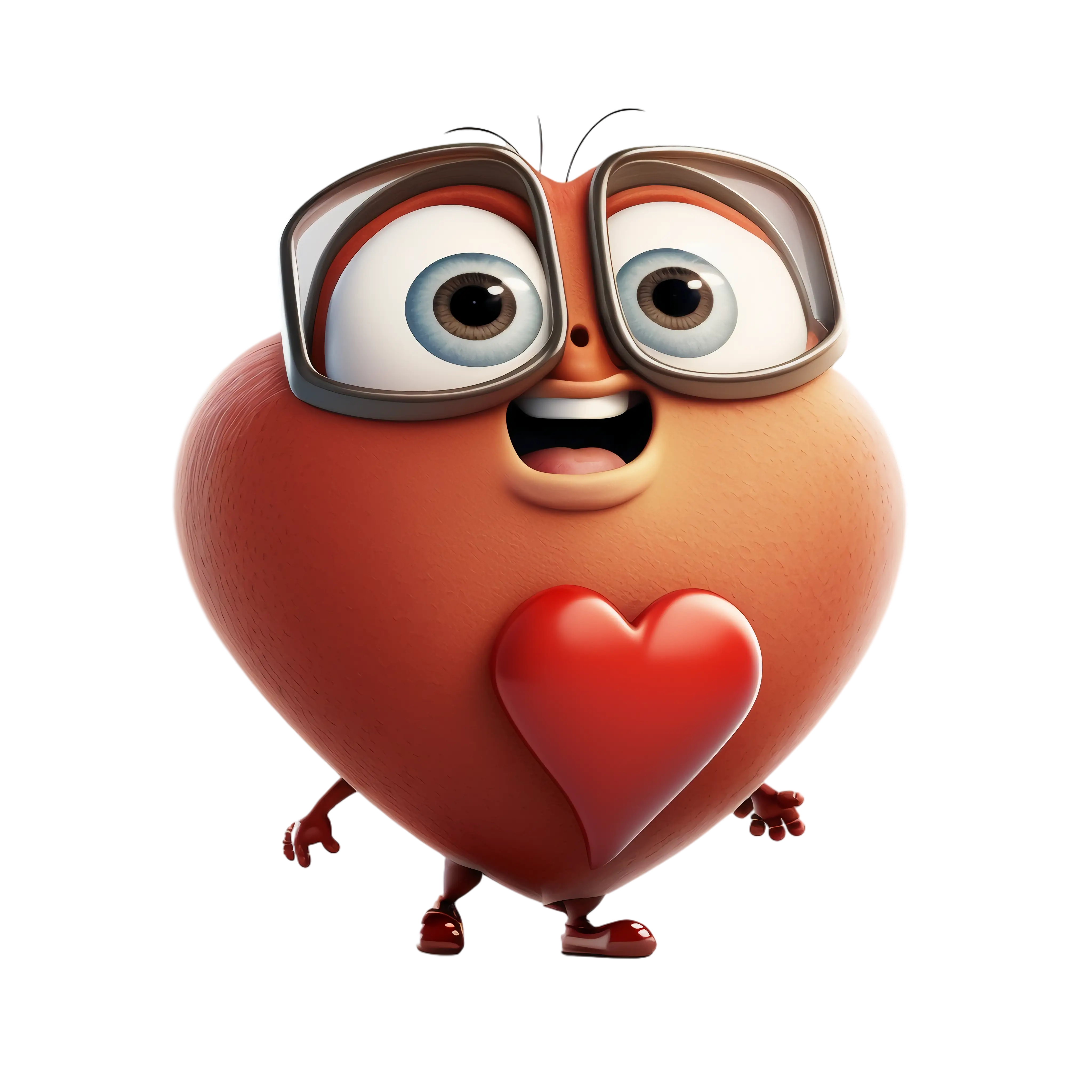 Cute Heart Character with Glasses