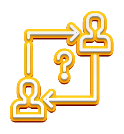 Communication Icon with Arrows and Question Mark
