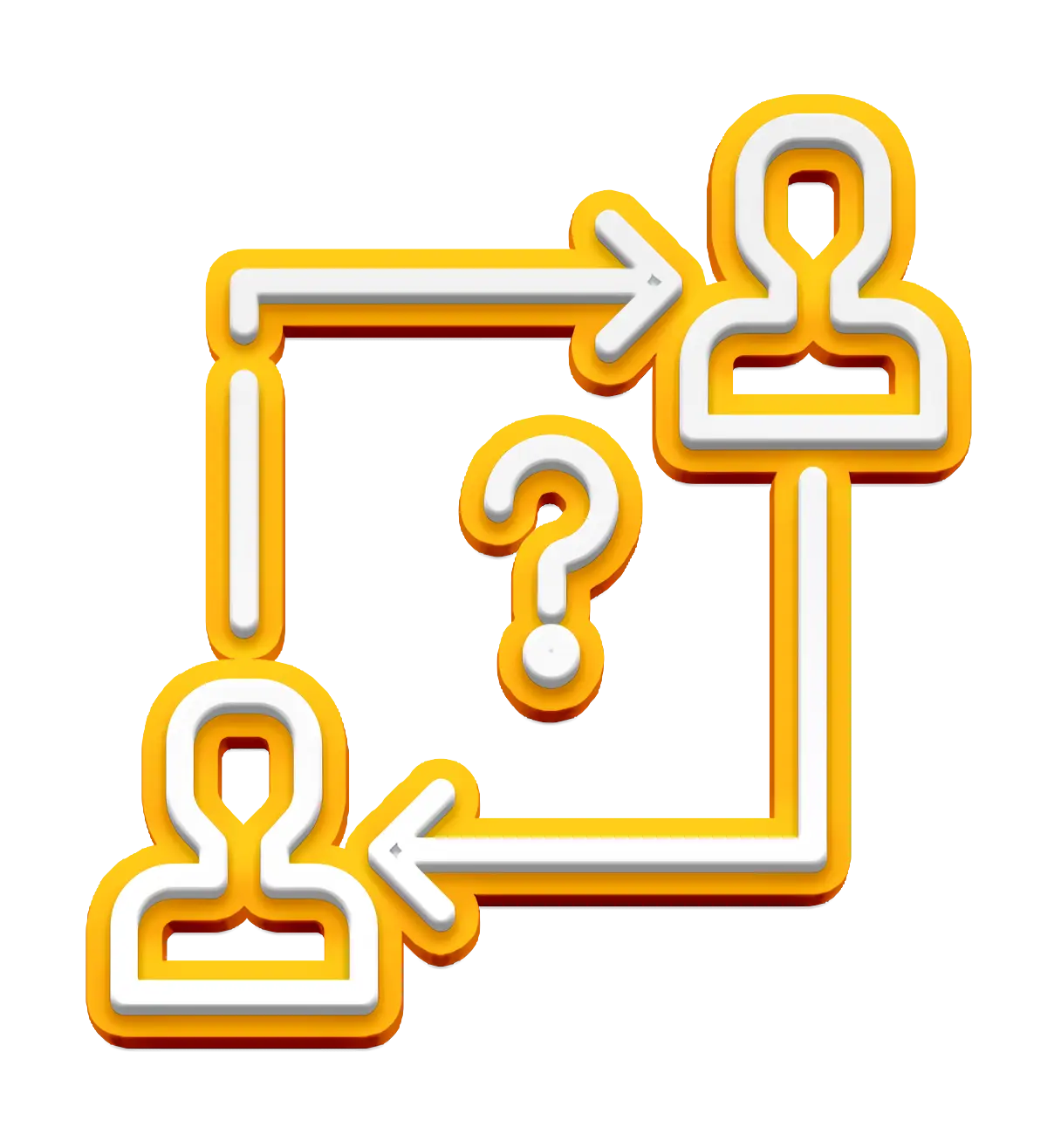 Communication Icon with Arrows and Question Mark