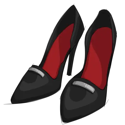 Black and Red Pointed-Toe High Heels