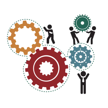 Teamwork Symbol with Gears